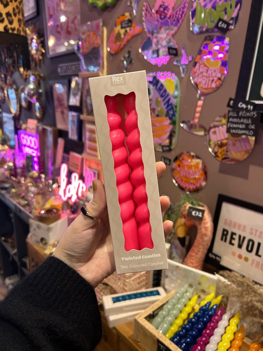 Pack of 2 Twist Candles - Pink