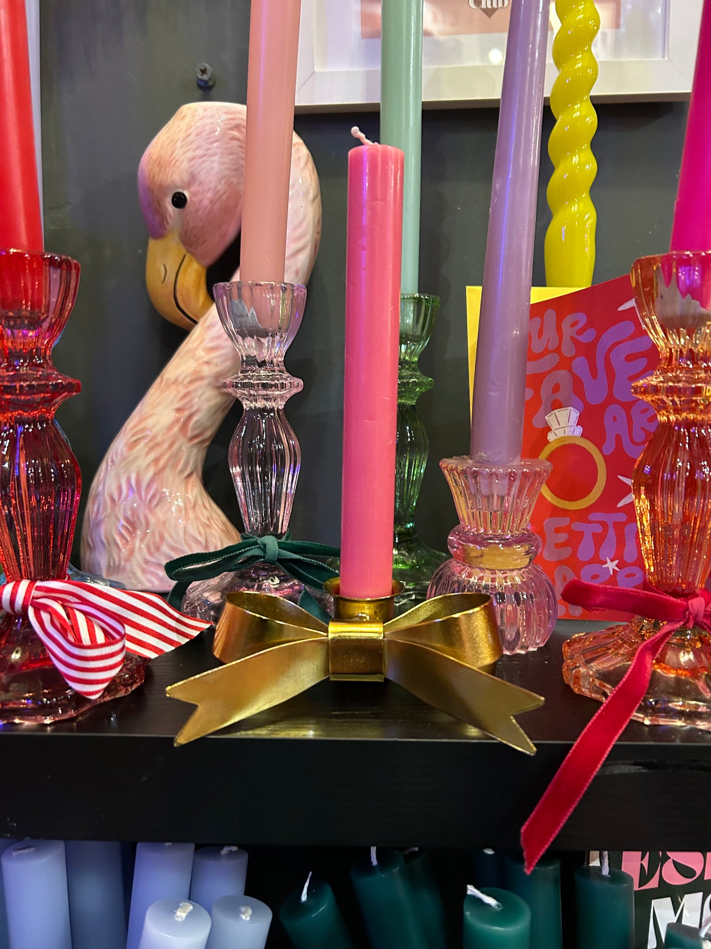 Golden Bow Candle Holder