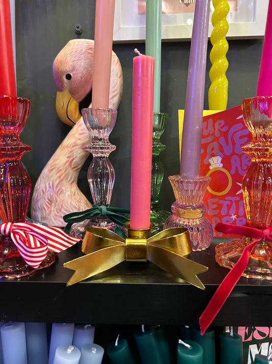 Golden Bow Candle Holder