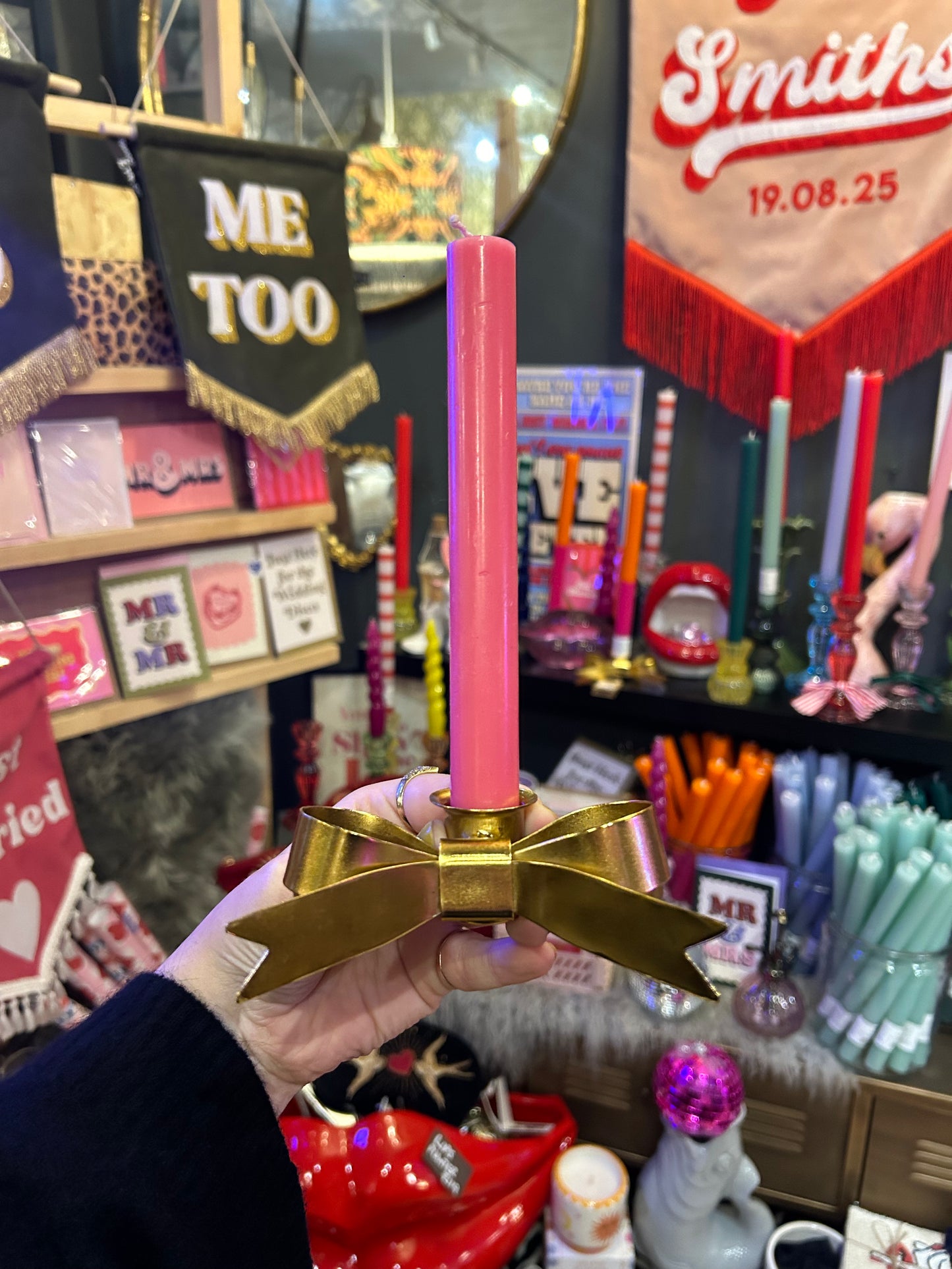 Golden Bow Candle Holder