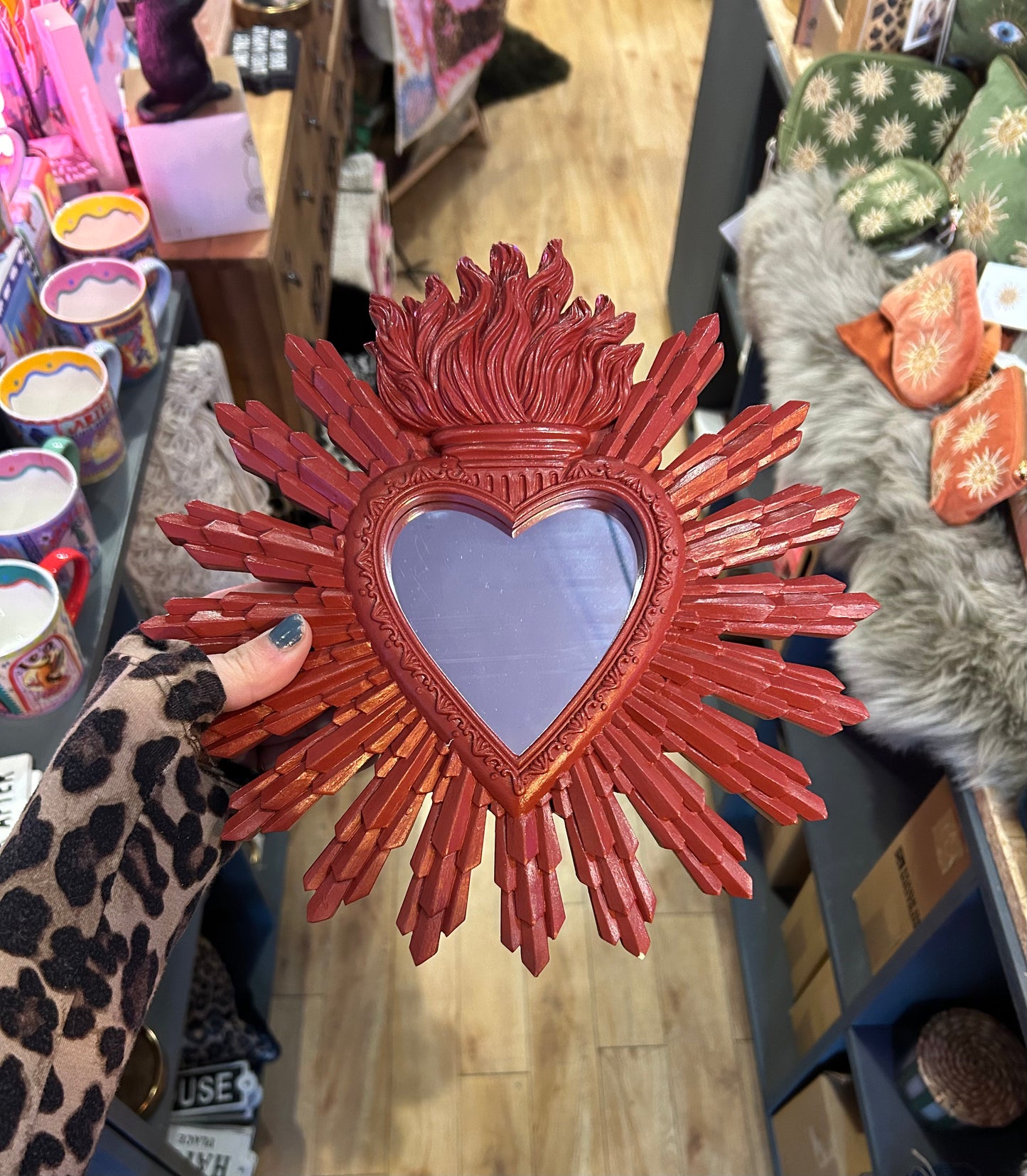 Red Ex-Voto Heart Mirror