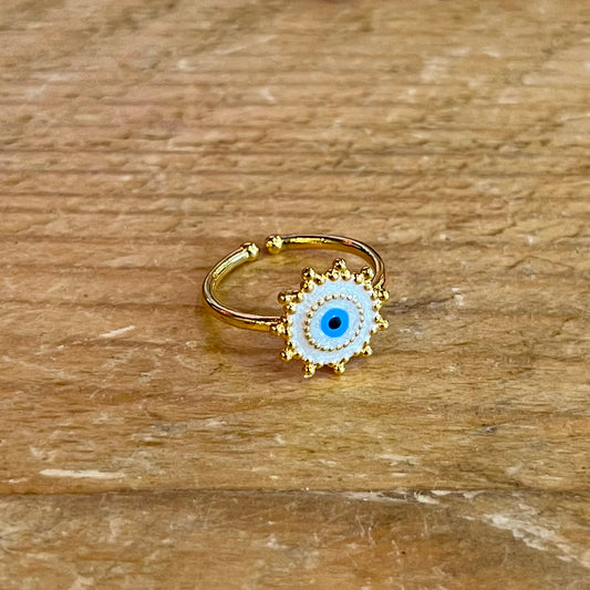 My Doris Light Blue Evil Eye Enamel Gold Ring