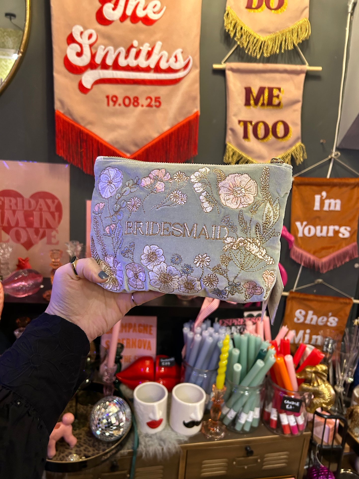 Elizabeth Scarlett Pressed Flowers Bridesmaid Mini Pouch