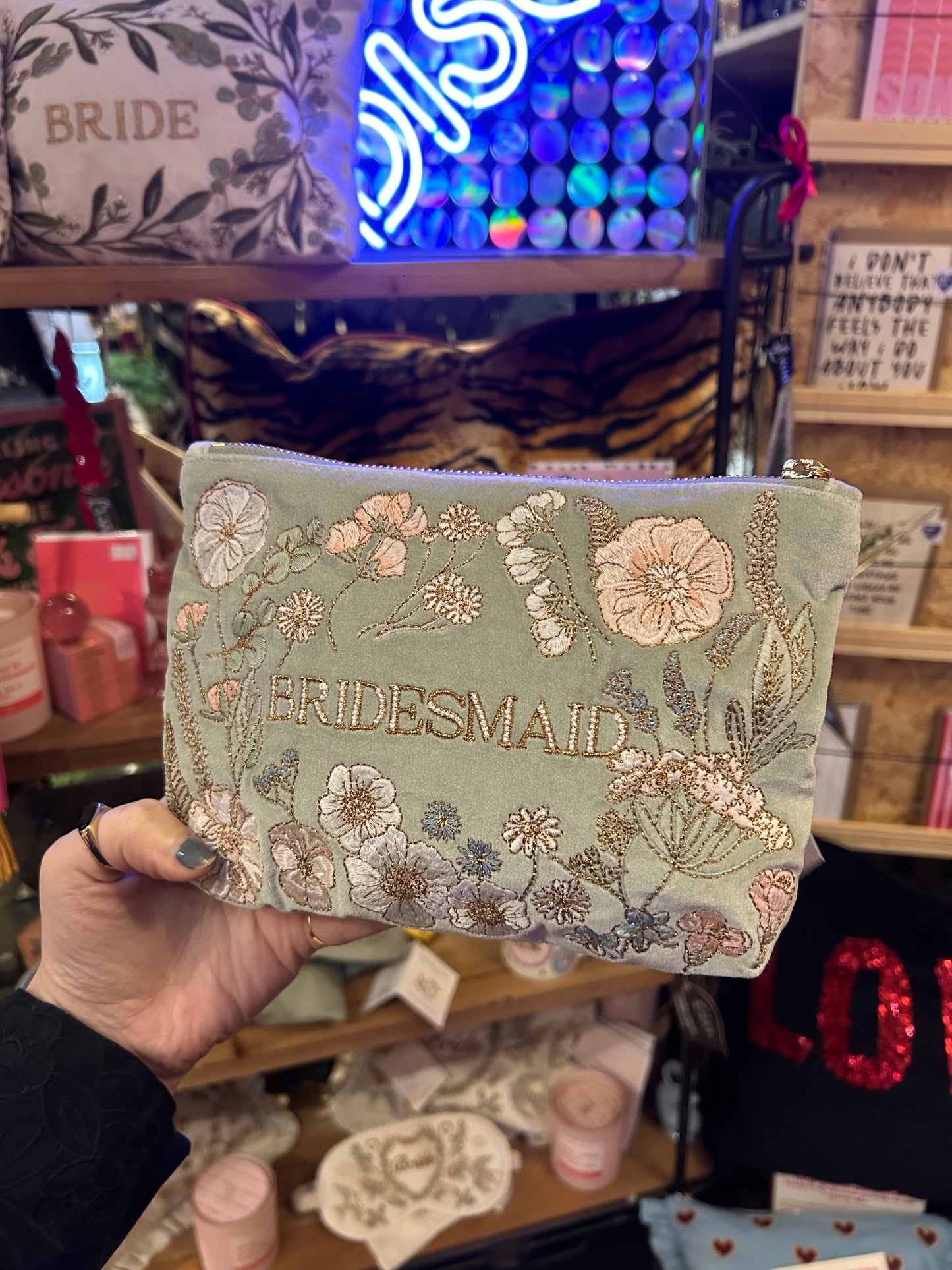 Elizabeth Scarlett Pressed Flowers Bridesmaid Mini Pouch