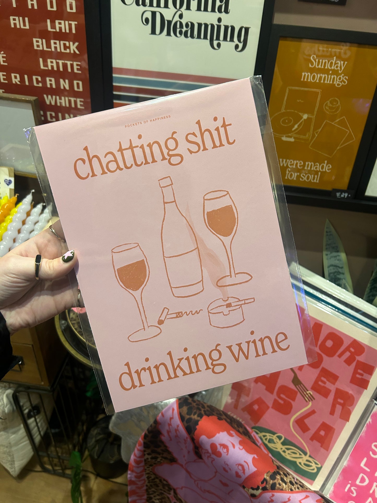 'Chatting Shit Drinking Wine' A4 Print