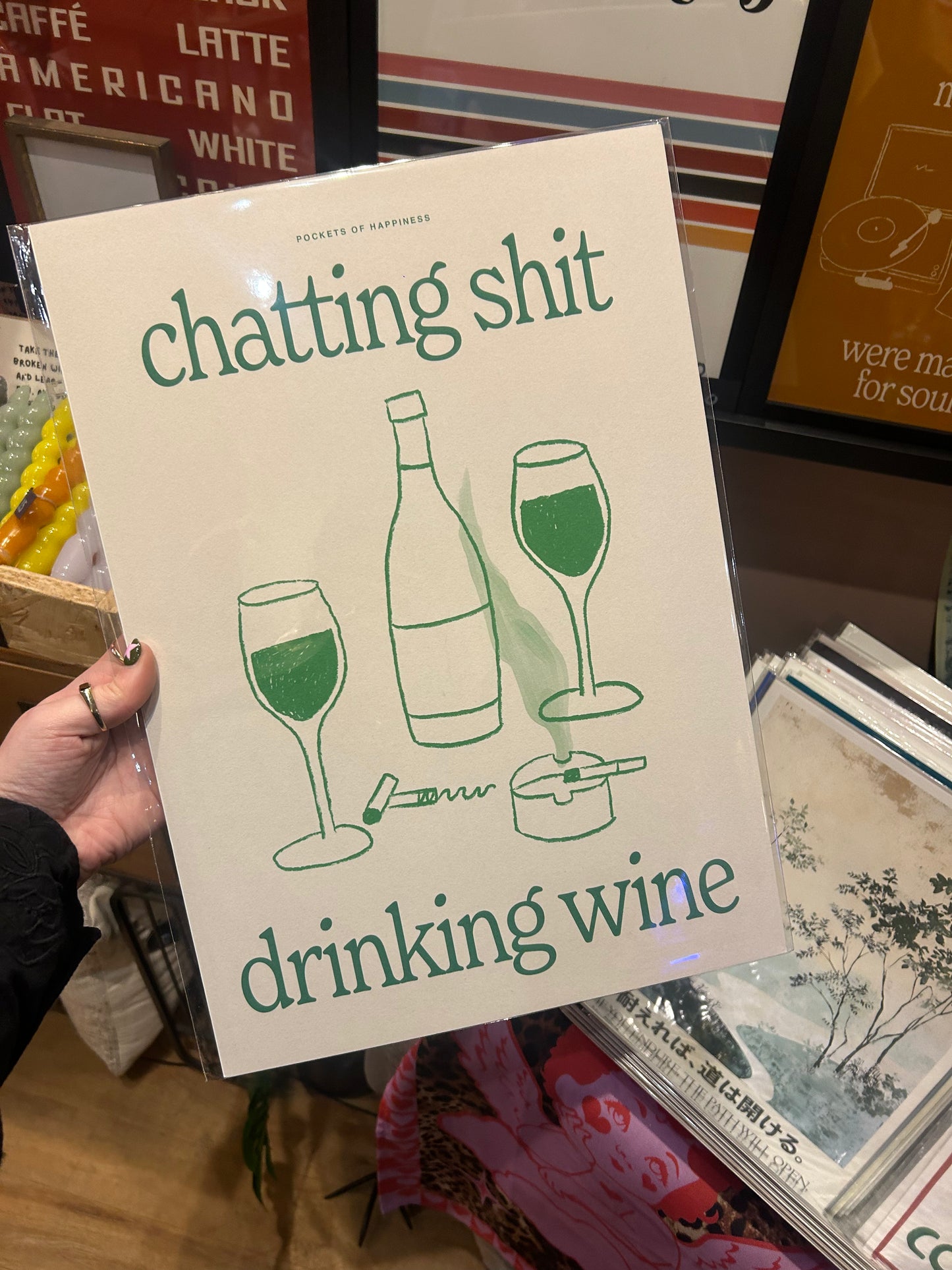 Chatting Shit Drinking Wine A3 Print