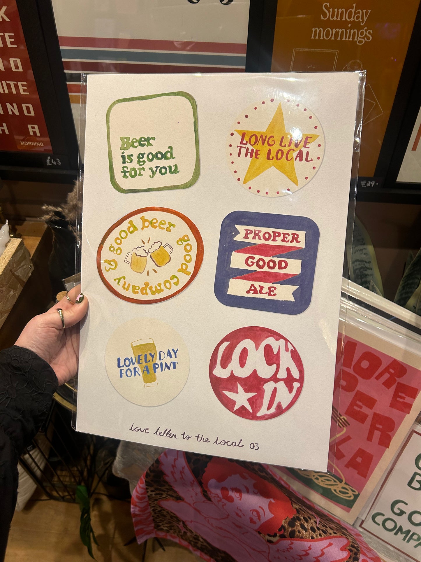 Beer Mats Pub Art Print A3