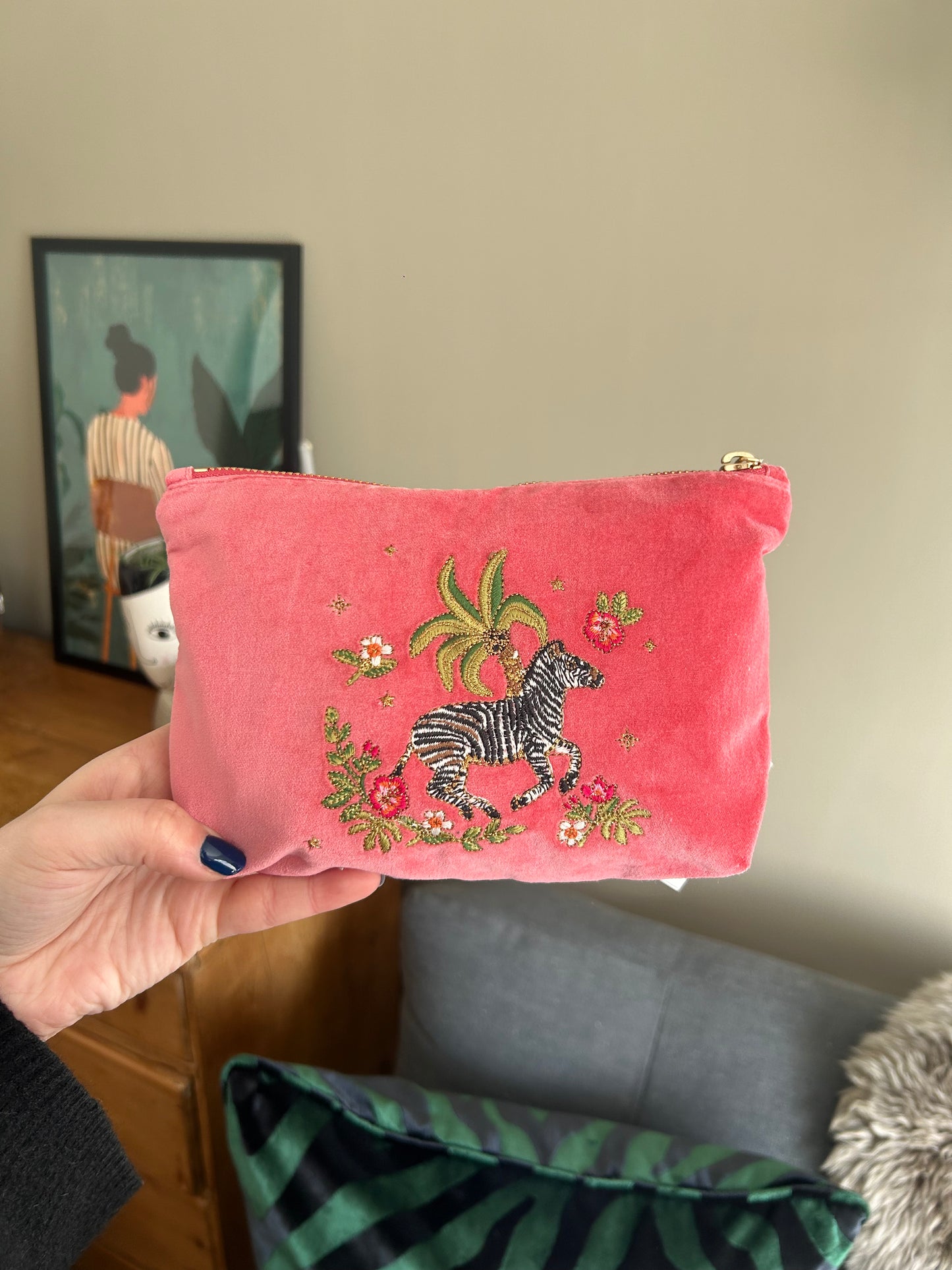 Elizabeth Scarlett Wild Zebra Palm Mini Pouch