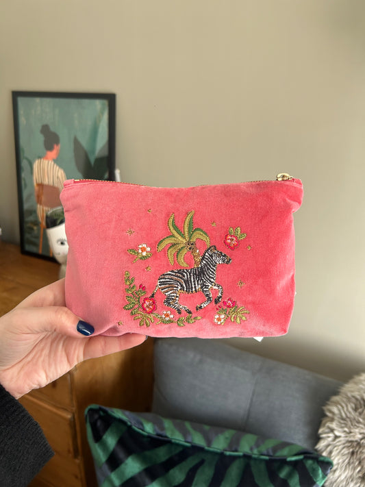 Elizabeth Scarlett Wild Zebra Palm Mini Pouch