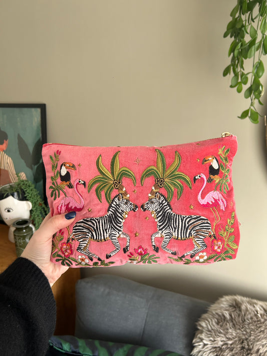 Elizabeth Scarlett Wild Zebra Palm Everyday Pouch