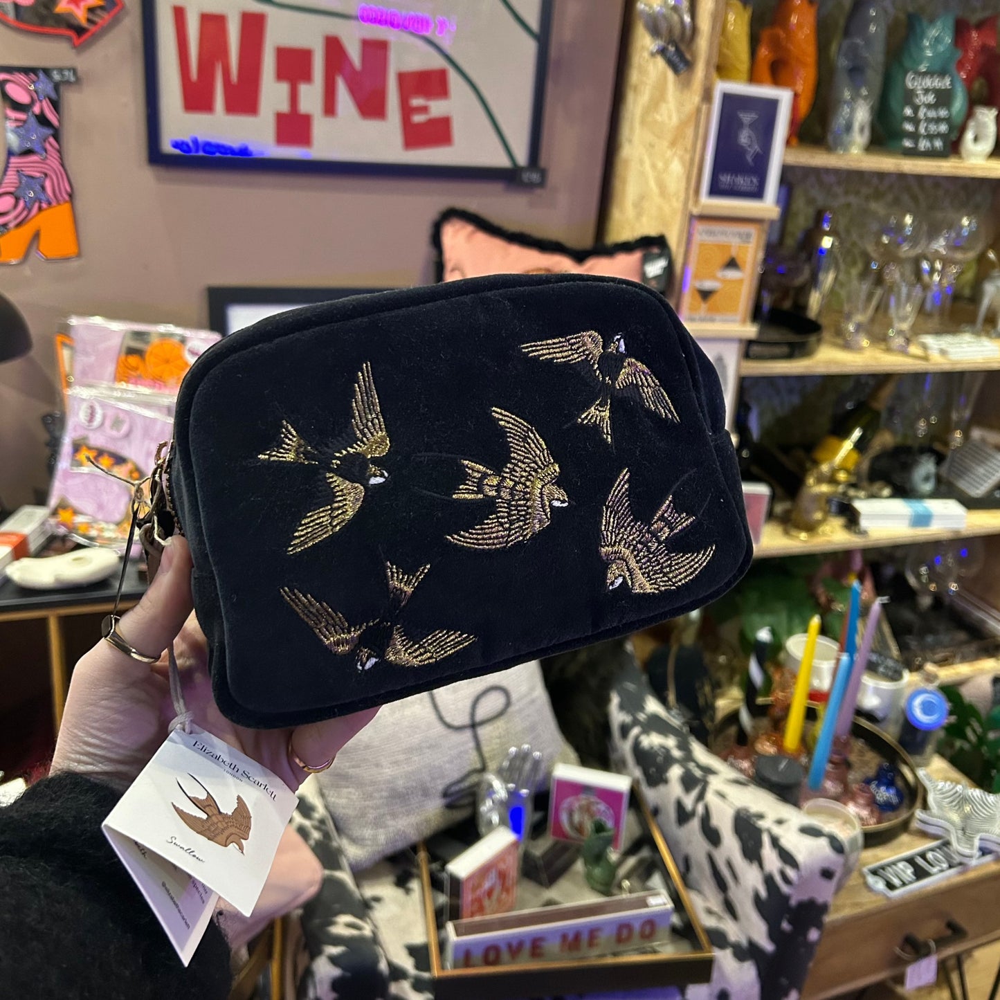 Elizabeth Scarlett Swallow cosmetic bag