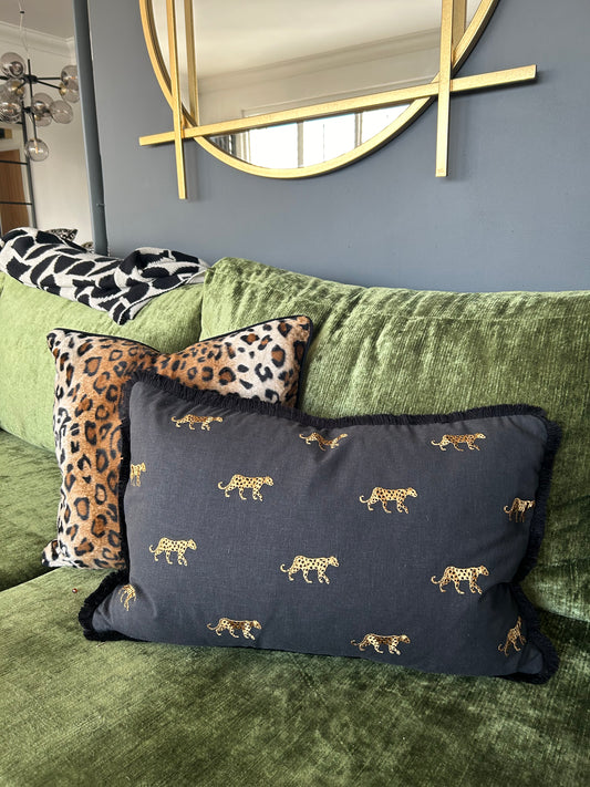 Dark Grey Cheetah Cushion