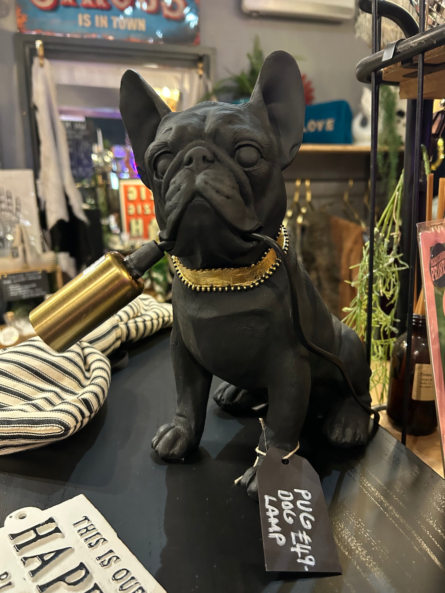 Matt Black Pug Table Lamp