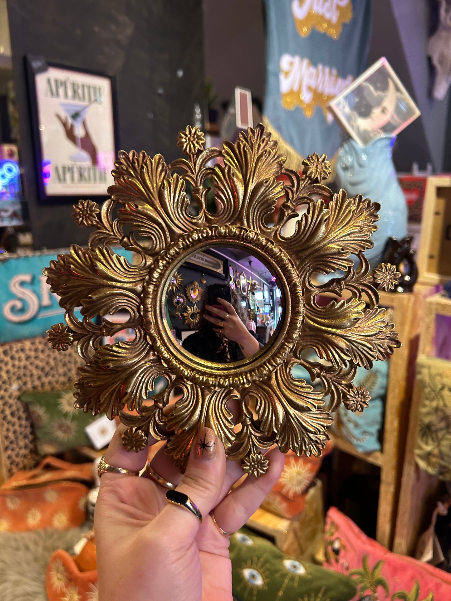 Antiqued Gold Framed Ornate Mirror