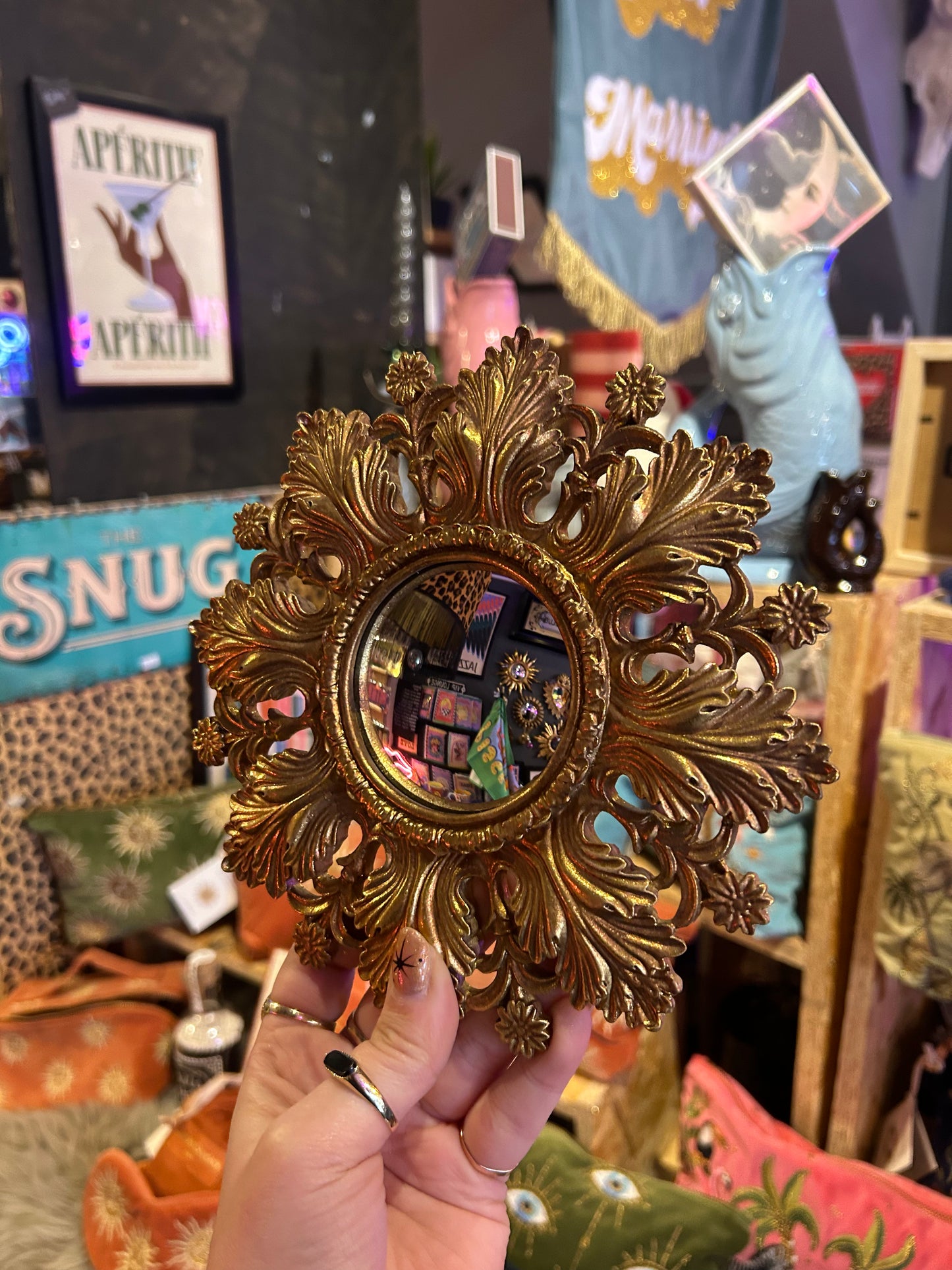 Antiqued Gold Framed Ornate Mirror