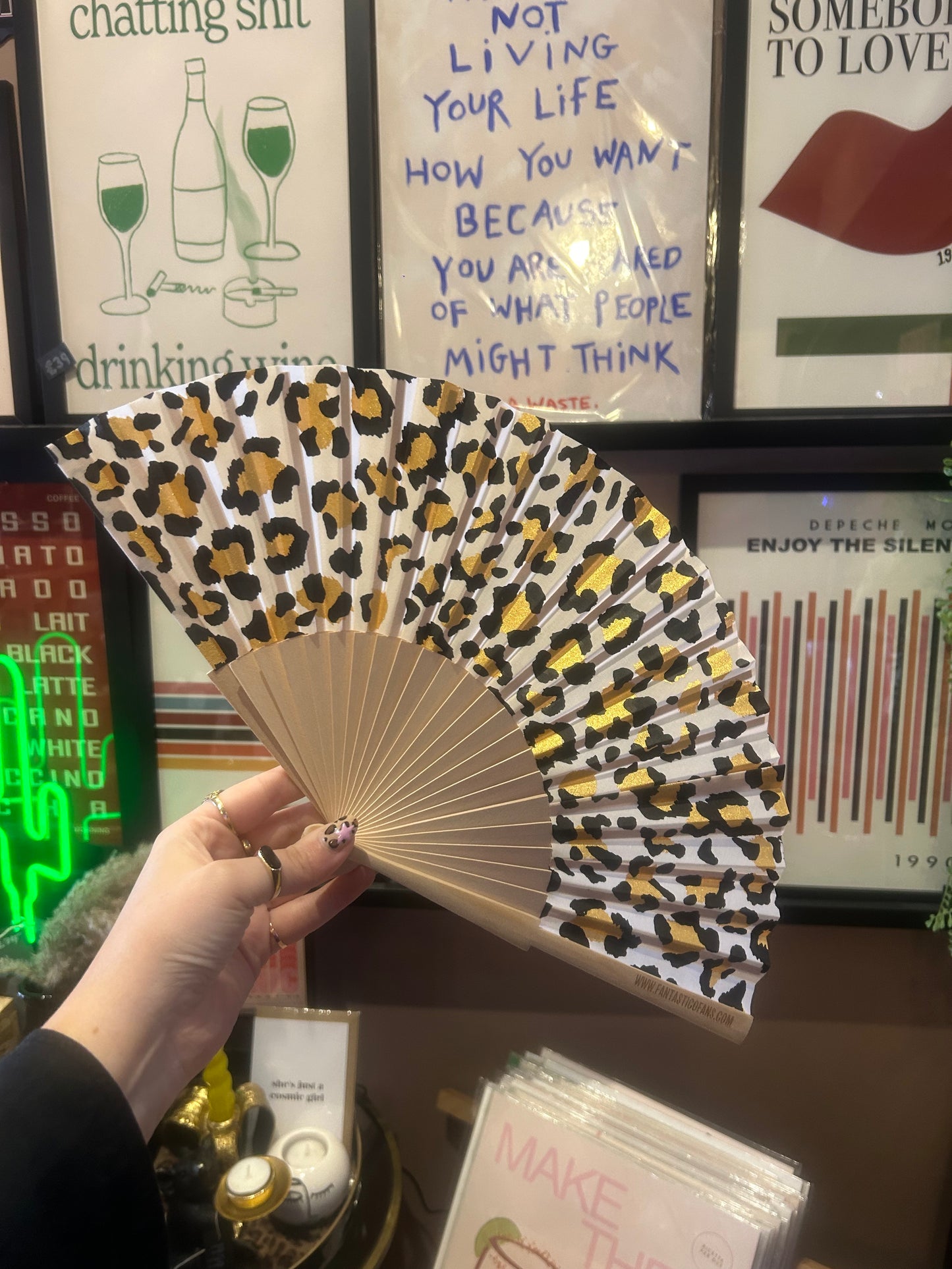 Metallic Leopard Print Fan