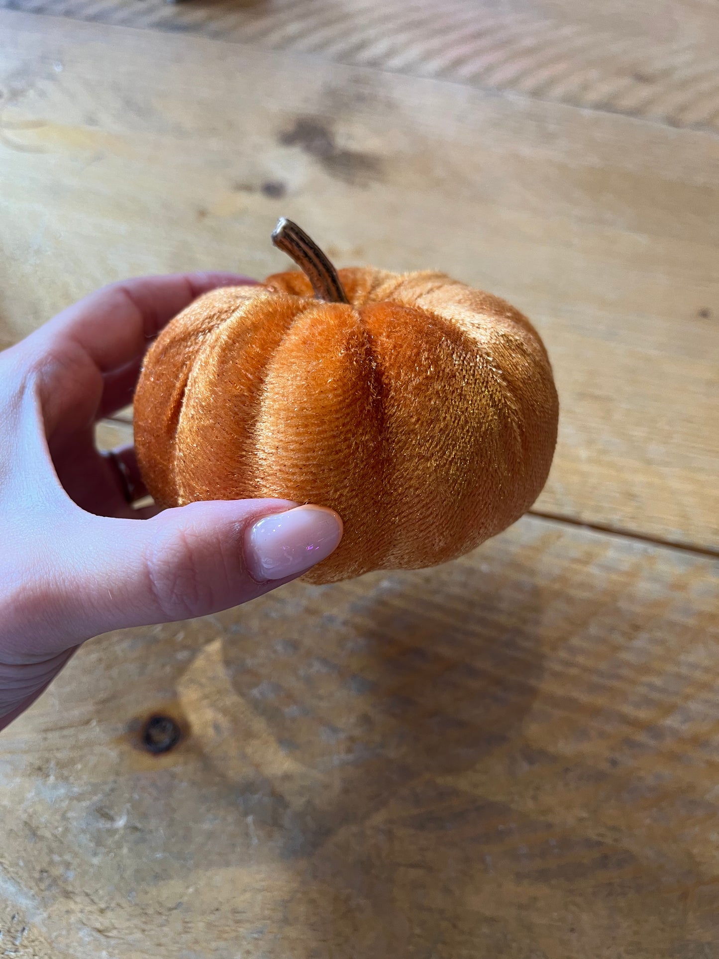 Small Orange Velvet Pumpkin