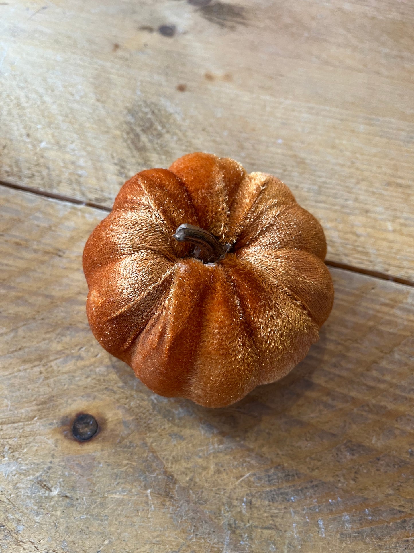 Small Orange Velvet Pumpkin