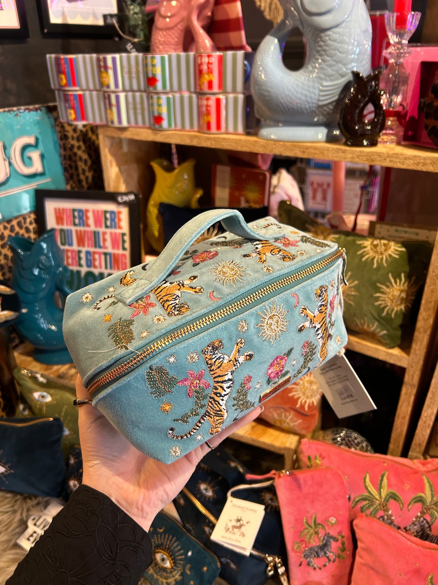Elizabeth Scarlett Celestial Tigers Open Flat Makeup Bag