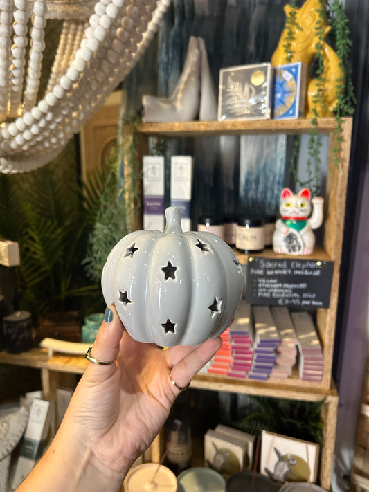 Grey Ceramic Pumpkin T-Light