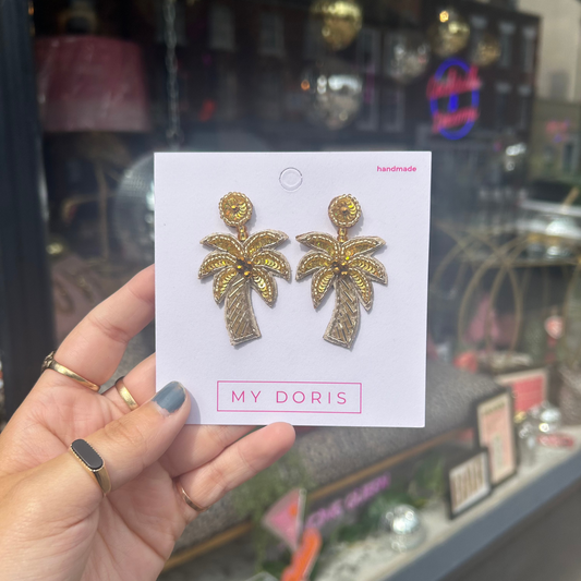 My Doris Gold Palm Earrings