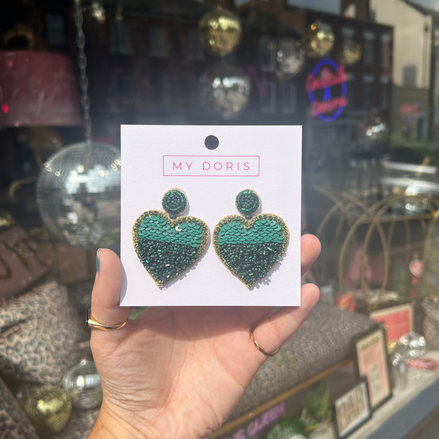 My Doris Green Heart Earrings