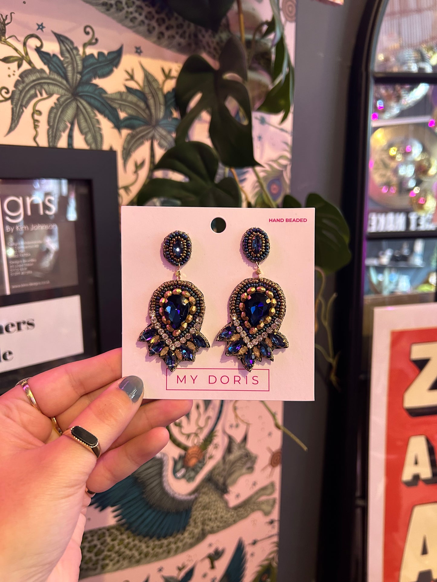 Blue Gem Earrings