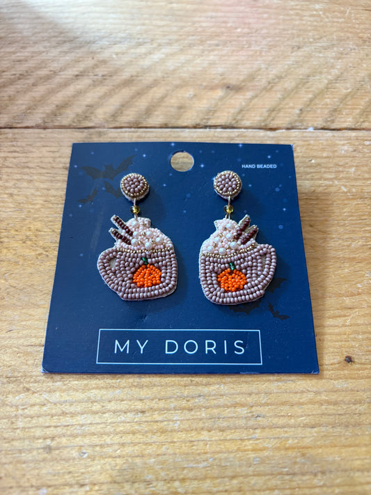 Pumpkin Spiced Latte Beaded Earrings