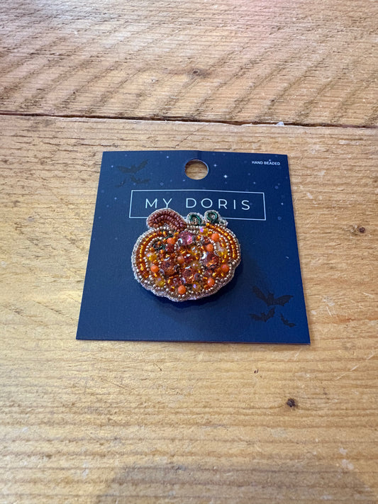 Orange & Brown Pumpkin Brooch