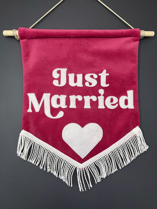 Just Married Velvet Banner