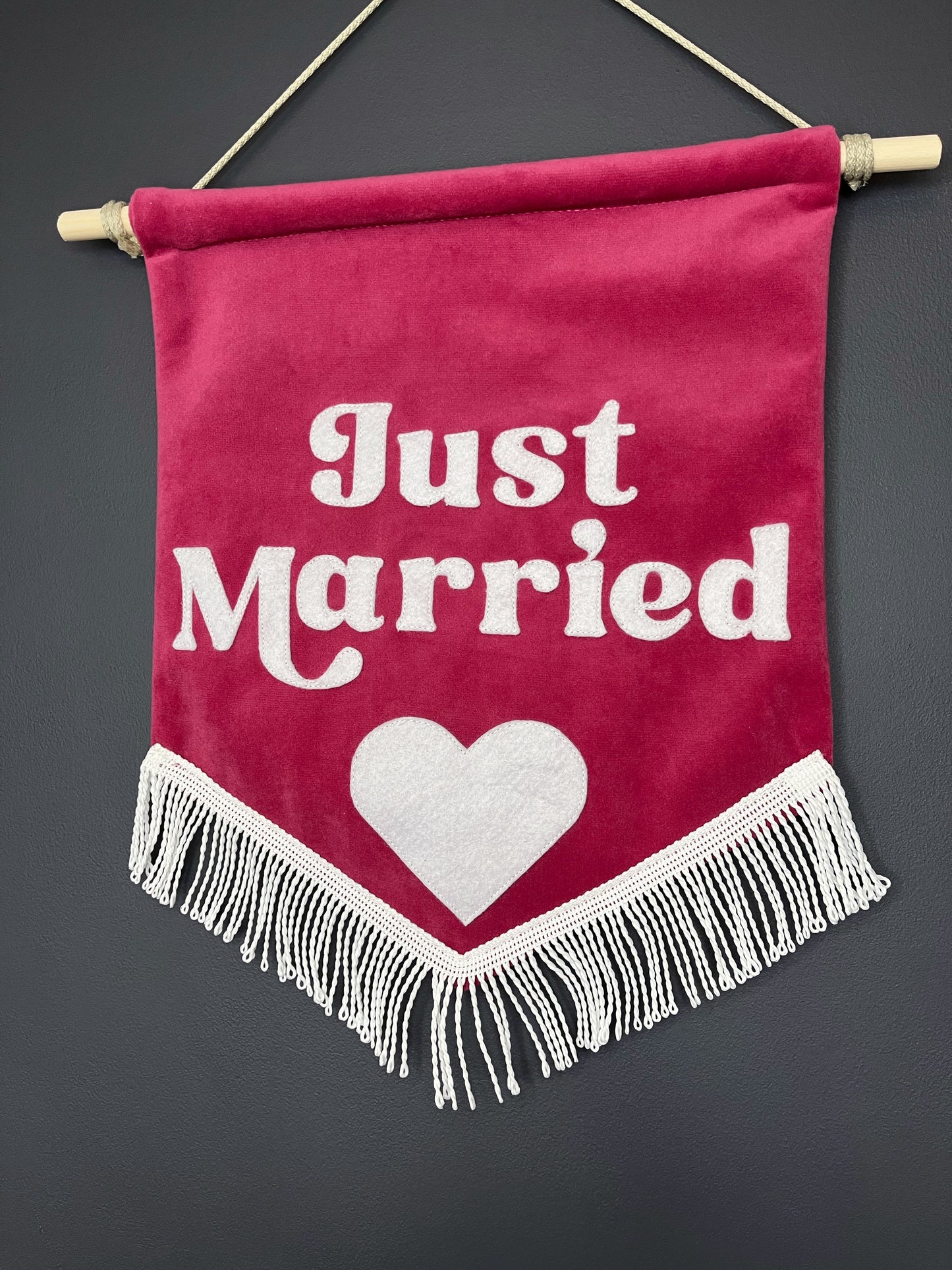 Just Married Velvet Banner