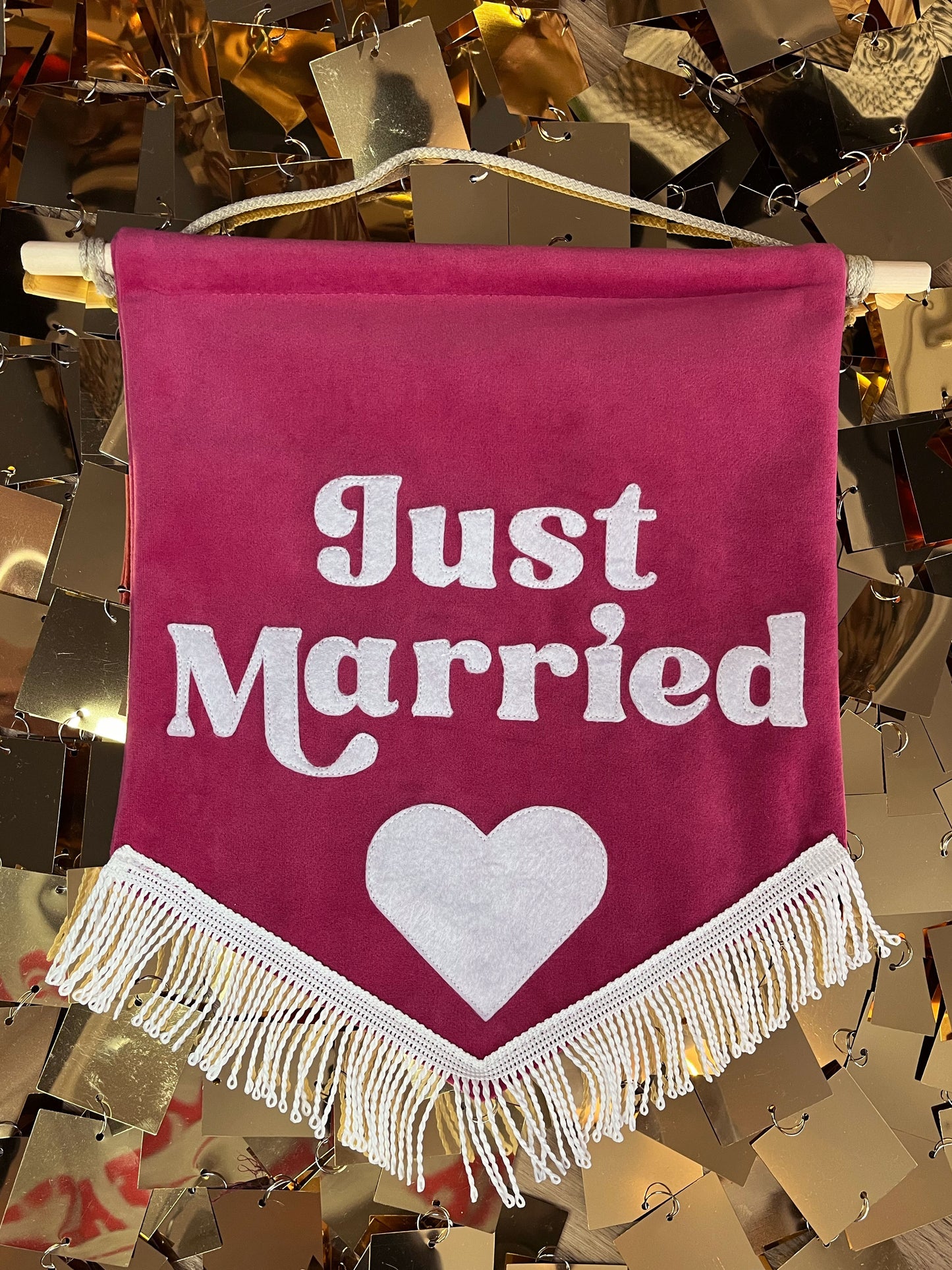 Just Married Velvet Banner