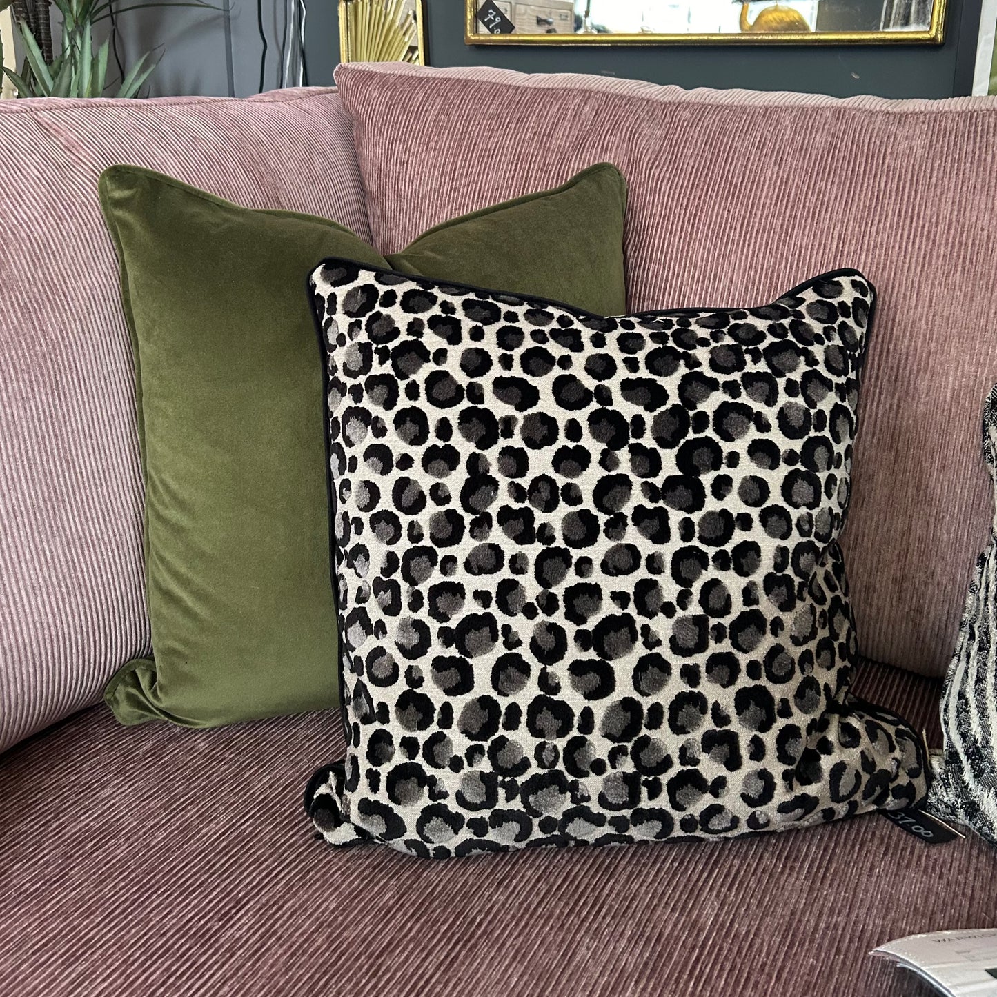 Grey Leopard Print Cushion