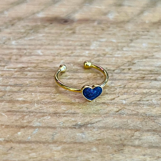 My Doris Blue Enamel Heart Ring