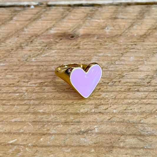 My Doris Large Pink Heart Enamel Ring