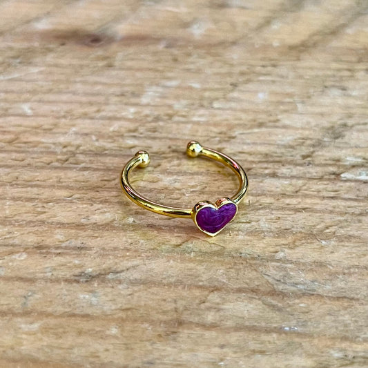 My Doris Purple Enamel Heart Ring