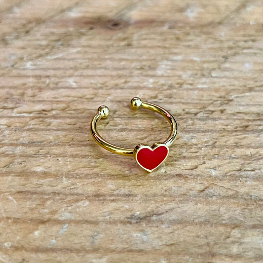 My Doris Red Enamel Heart Ring