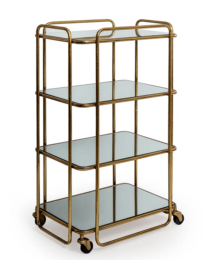 Antique Gold Leaf Metal Bar Trolley