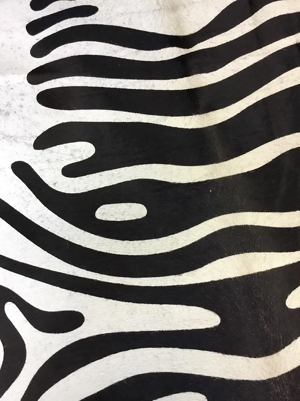 Large Black and off-white zebra print cow hide