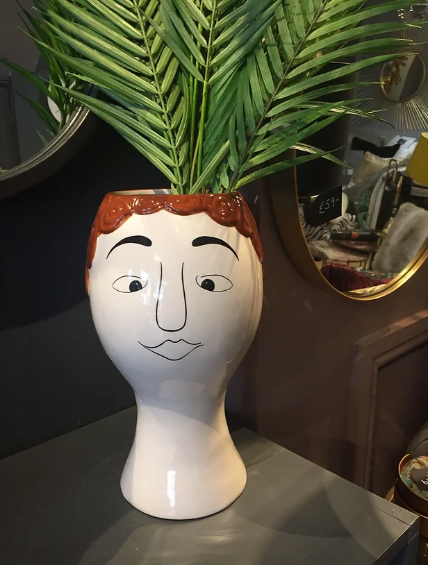 Doodle Face Vase/Planter- Redhead