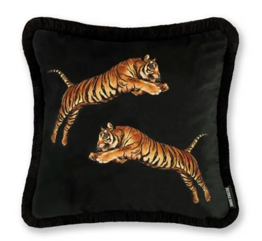 Paloma Home - Black pouncing Tiger cushion