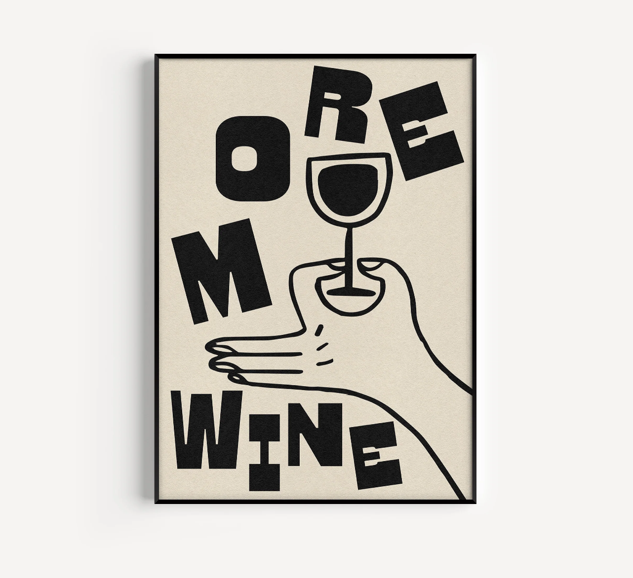 Black and White 'More Wine' A4 Print