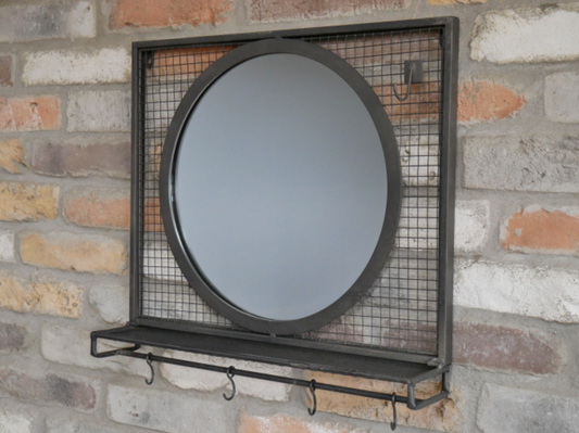 Industrial Mirror With Shelf