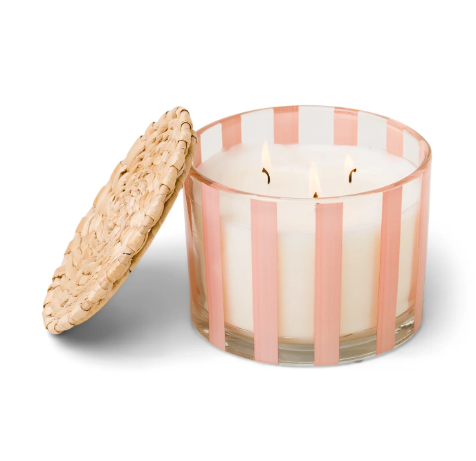 Peach Striped Candle