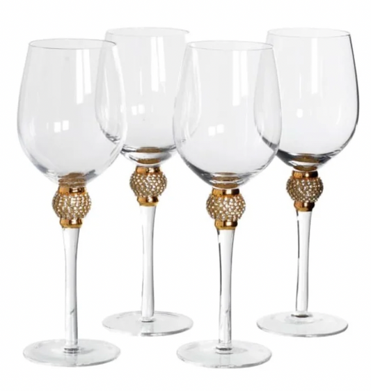 Diamante White Wine Glasses - Set of 4