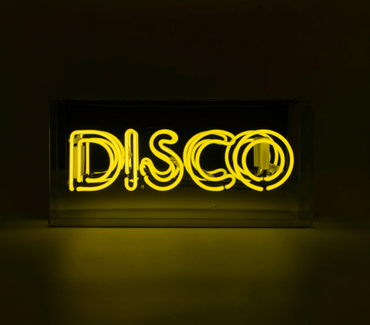 DISCO neon sign yellow