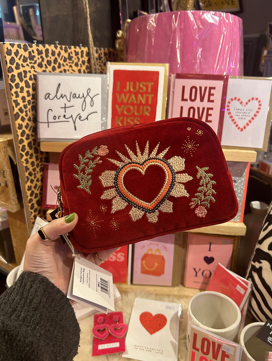 Elizabeth Scarlett Sacred Heart makeup bag