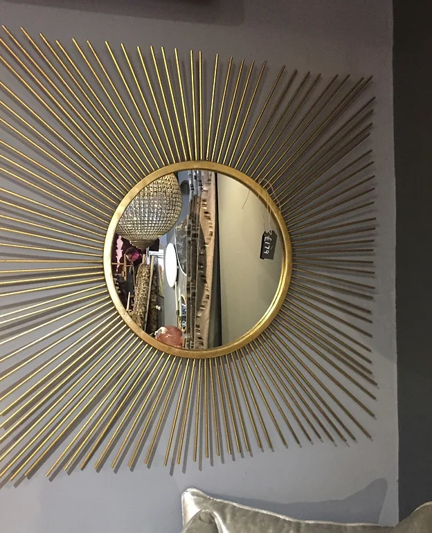 Gold Square Spiky Mirror