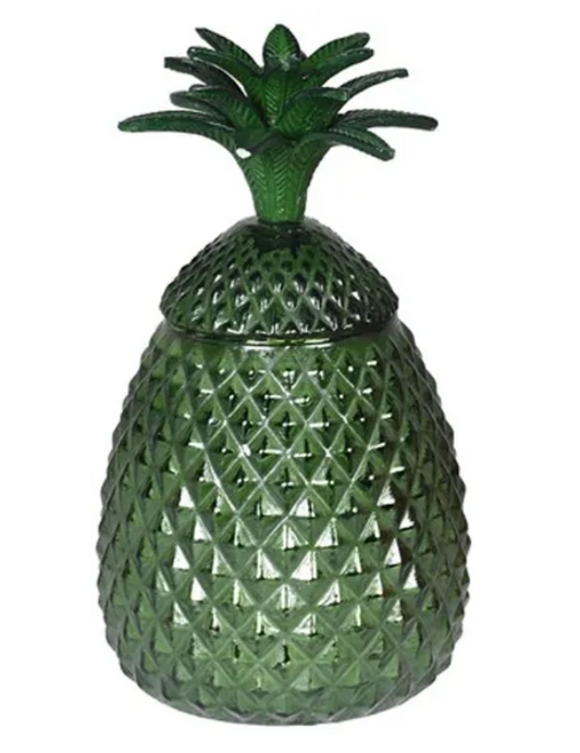 Green Glass Pineapple Jar