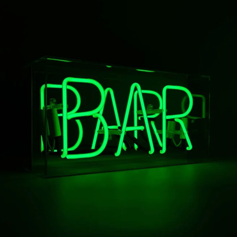 Green ‘BAR’ Acrylic Box Neon Light
